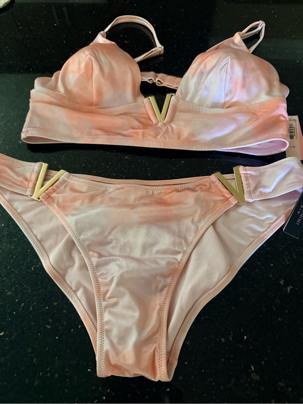 Victoria's Secret Peach Pink V-Accent Bikini Set